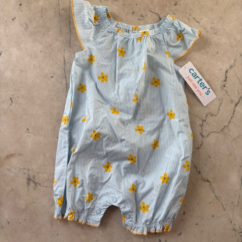carter’s baby girl striped floral one piece 6m